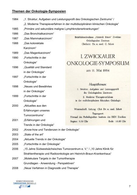 25 Jahre Onkologie-Symposium Zwickau - Südwestsächsisches ...