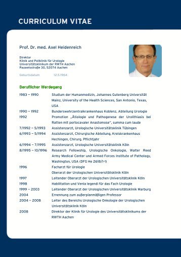 CV - Prof. Dr. med. Axel Heidenreich - Best of ASCO 2011