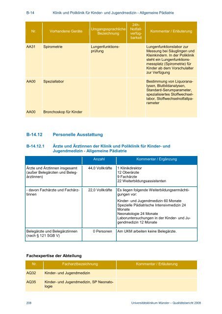 Strukturierter Qualitätsbericht