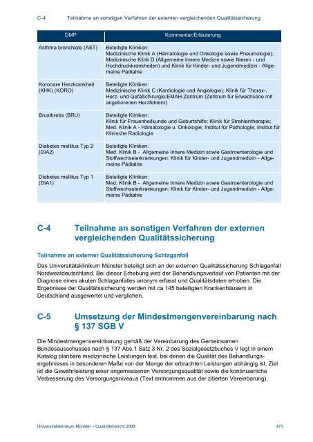 Strukturierter Qualitätsbericht