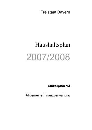 Epl. 13 - Bayerisches Staatsministerium der Finanzen - Bayern