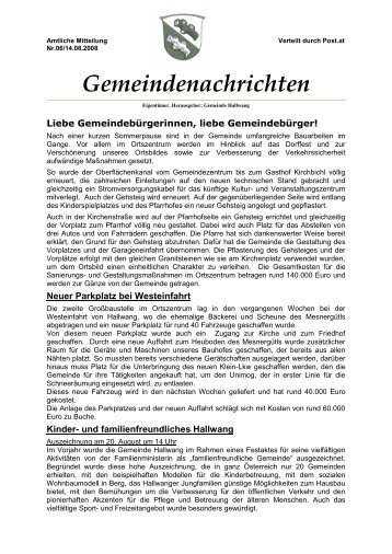 Gemeindenachrichten August 2008 (670 KB) - Hallwang