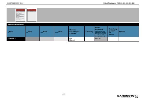 EXact Menüguide VEX320-330-340-350-360 - exhausto.de