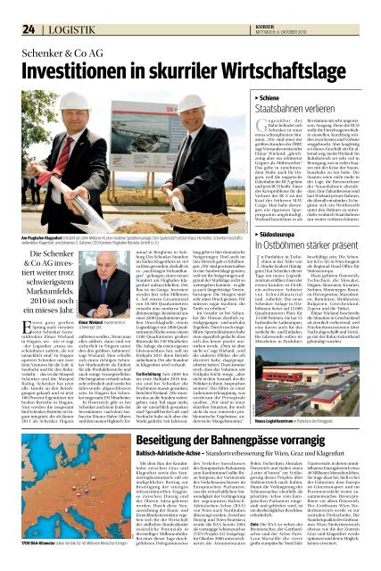 Logistikcenter um wien im Aufwind - beim Logistik-Kurier