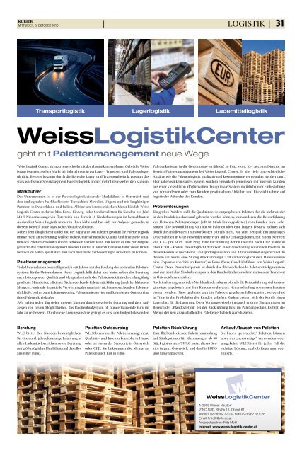 Logistikcenter um wien im Aufwind - beim Logistik-Kurier