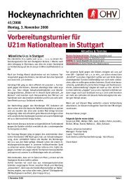 Hockeynachrichten 45/2008 Montag, 3. November 2008 ...