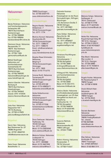 Liste der Hebammen im Schwarzwald-Baar-Kreis - Kinderzeit VS