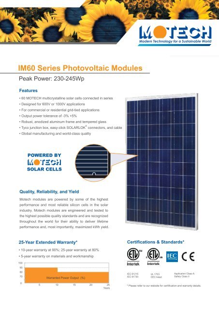 IM60 Series Photovoltaic Modules