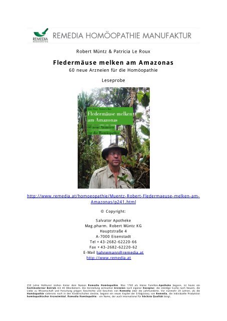 Fledermäuse melken am Amazonas - Remedia Homöopathie