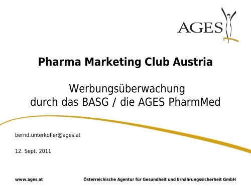 Werbungsüberwachung durch das BASG / die AGES ... - PMCA