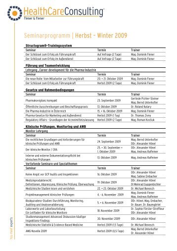 Seminarprogramm | Herbst – Winter 2009