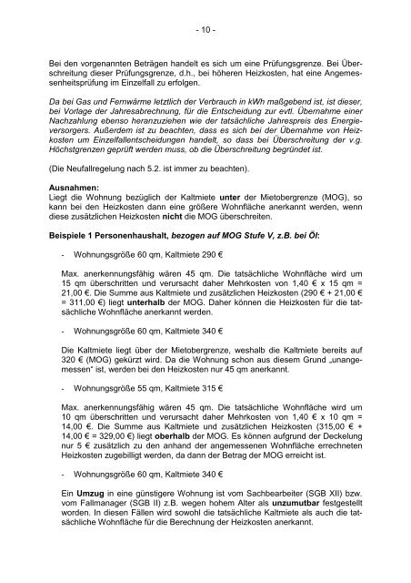 Interne Regelungen / SGB XII + SGB II (Stand 04/10)