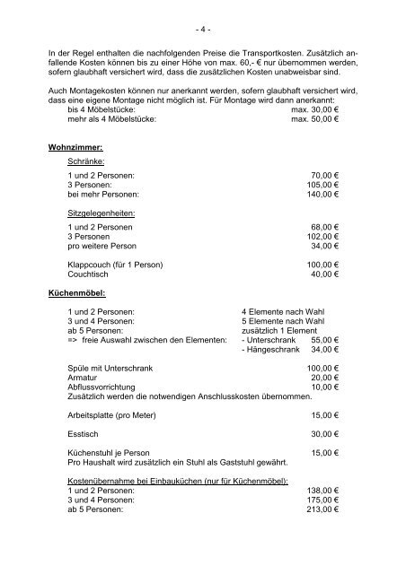 Interne Regelungen / SGB XII + SGB II (Stand 04/10)