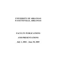 university of arkansas fayetteville, arkansas faculty publications