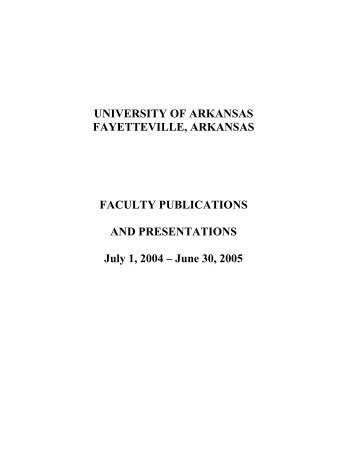 university of arkansas fayetteville, arkansas faculty publications