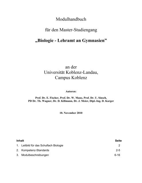 Modulhandbuch - Universität Koblenz · Landau