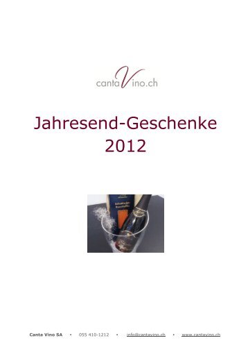 Jahresend-Geschenke 2012 - Canta Vino SA