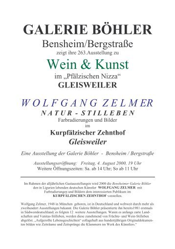 GALERIE BÖHLER Wein & Kunst - Buchhandlung und Galerie ...