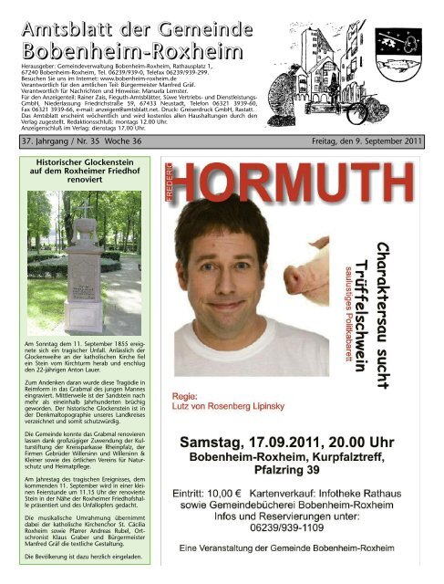 Amtlicher Teil Gemeinde Bobenheim Roxheim