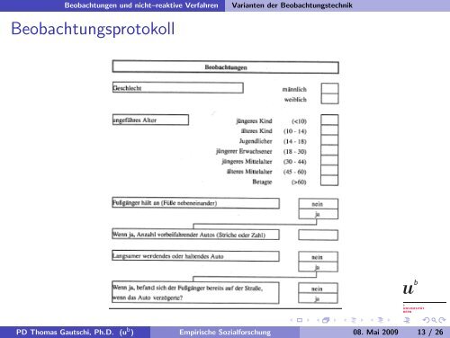 Einführung in die Empirische Sozialforschung - Universität Bern