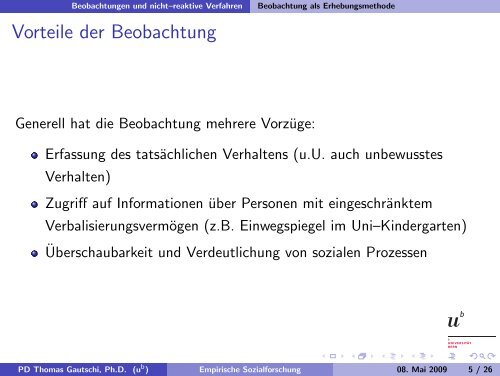 Einführung in die Empirische Sozialforschung - Universität Bern