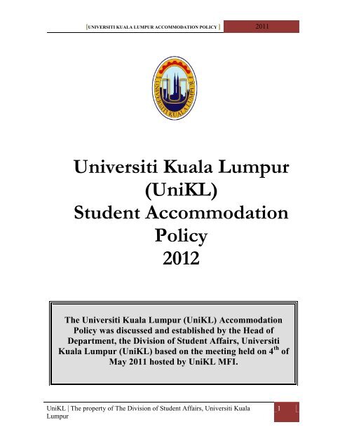 Universiti kuala lumpur accommodation policy and rules - mitec ...
