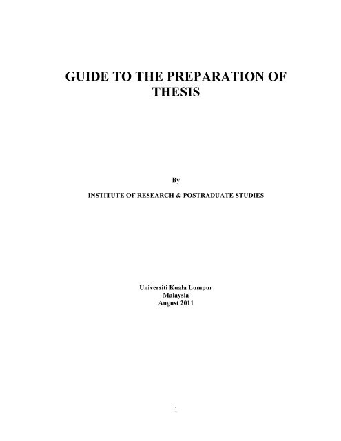 guide to the preparation of thesis - UniKL MICET E-learning ...