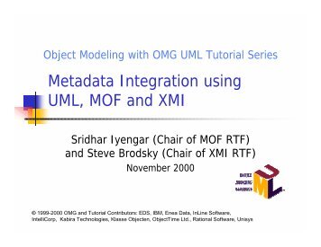 Metadata Integration using UML, MOF and XMI - Object ...