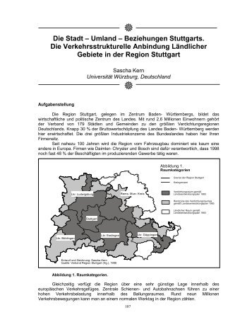 Die Stadt – Umland – Beziehungen Stuttgarts. Die ...