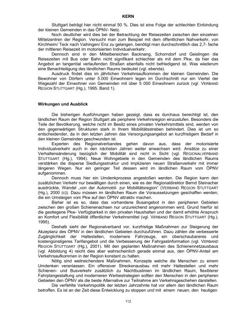 Die Stadt – Umland – Beziehungen Stuttgarts. Die ...