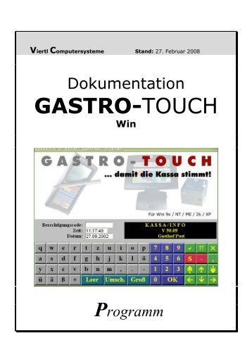 Gastro Touch Bedienungsanleitung