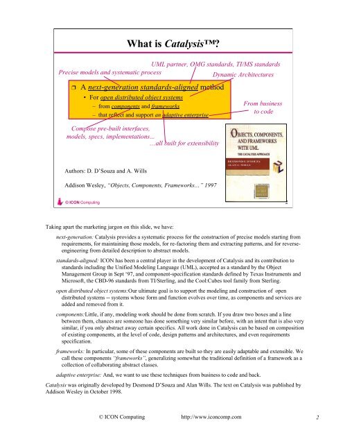 Objects, Components, and Frameworks with UML The Catalysis ...