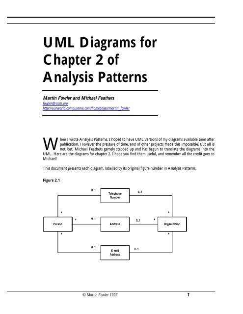 Transaction Script Pattern Martin Fowler UML Diagrams for Chapter 2 of Analysis Patterns - Martin Fowler