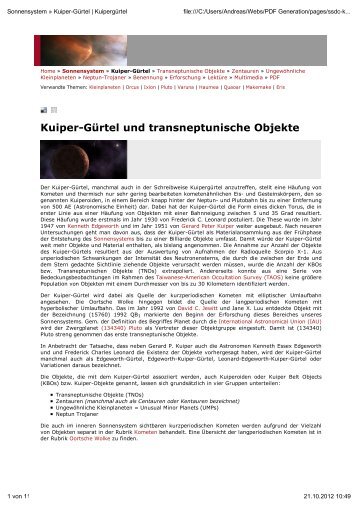 Kuiper-Gürtel und transneptunische Objekte