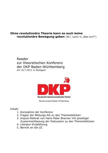 Reader zur theoretischen Konferenz der DKP Baden-Württemberg