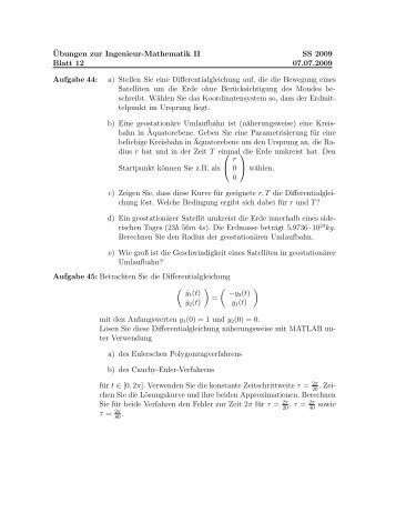 ¨Ubungen zur Ingenieur-Mathematik II SS 2009 Blatt 12 07.07.2009 ...