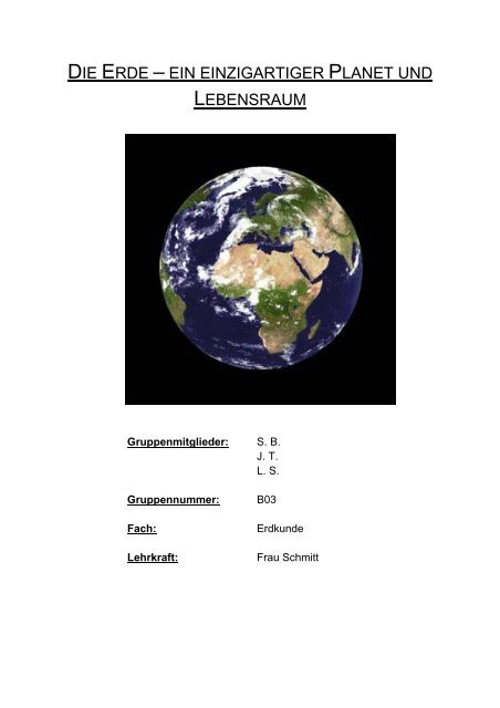 DIE ERDE – EIN EINZIGARTIGER PLANET UND LEBENSRAUM