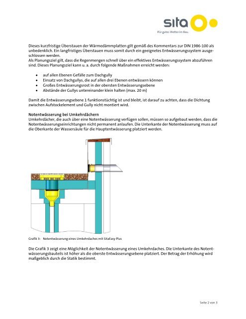 Entwässerung von Umkehrdächern - Sita Bauelemente