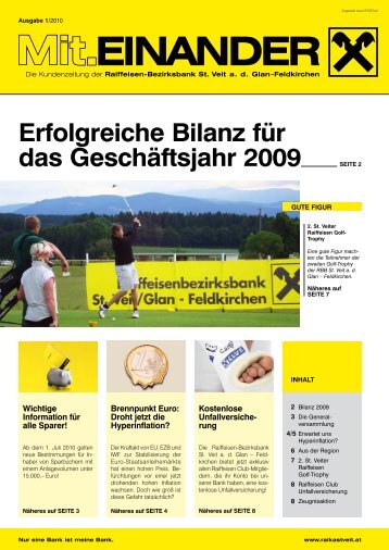 Erfolgreiche Bilanz für das Geschäftsjahr 2009 - RBB St. Veit/Glan