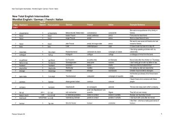 New Total English Intermediate Wordlist English / German / French ...