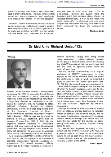 Dr Med Univ Richard Umlauf CSc - Acupuncture in Medicine