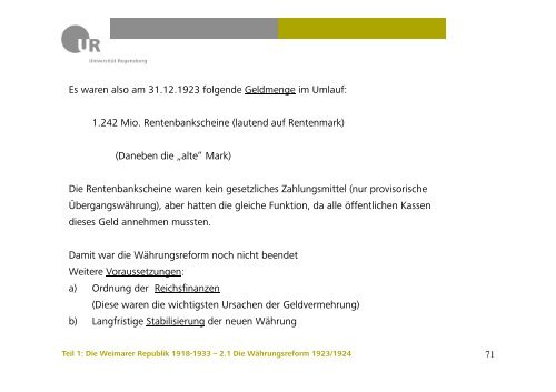 Es waren also am 31.12.1923 folgende Geldmenge im Umlauf ...
