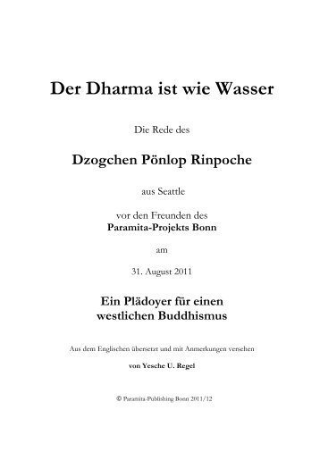 Der Dharma ist wie Wasser - Paramita Projekt Bonn