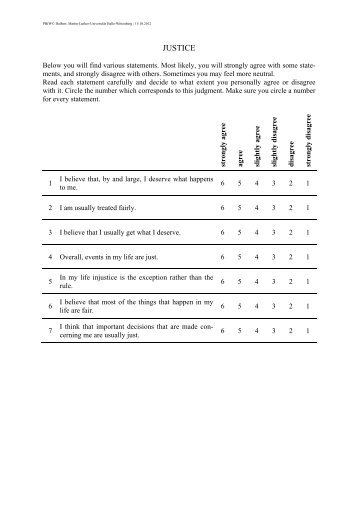 Personal Belief in a Just World Scale - Martin-Luther-Universität ...