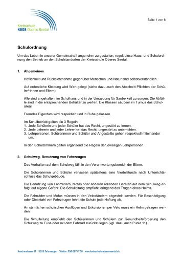 Schulordnung Oberstufe - Schule Meisterschwanden