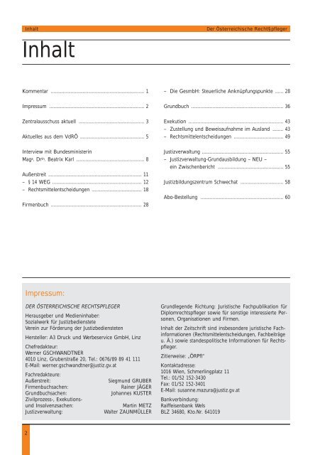 Österreichischer Rechtspfleger Juni 2011 - ZA Justiz