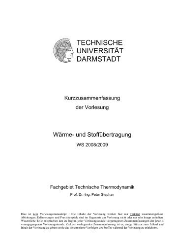 u(y) - Technische Thermodynamik - Technische Universität Darmstadt