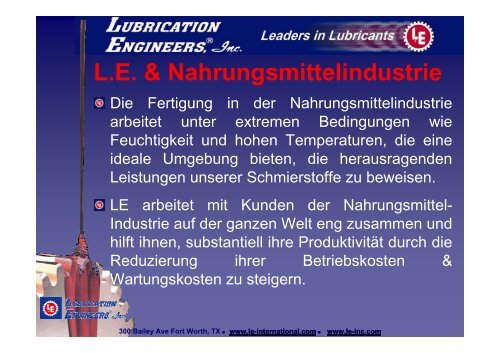 Schmierstoffe.. für die Nahrungsmittel- und ... - FGS Lubricants