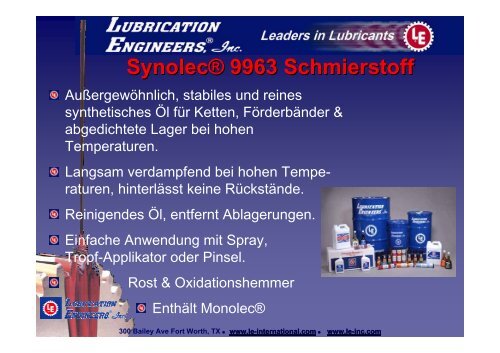 Schmierstoffe.. für die Nahrungsmittel- und ... - FGS Lubricants