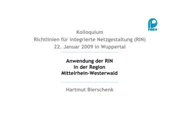 Kolloquium Richtlinien für integrierte Netzgestaltung (RIN ... - FGSV